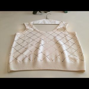 St John Evening Sleeveless Top - White, Gold